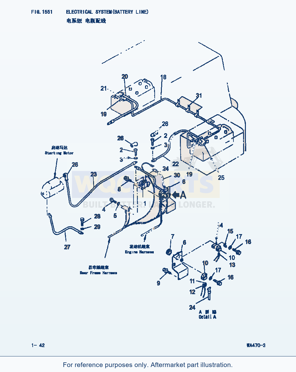 Komatsu WA470-3 Electrical System(Battery Line) (|000123) parts diagram