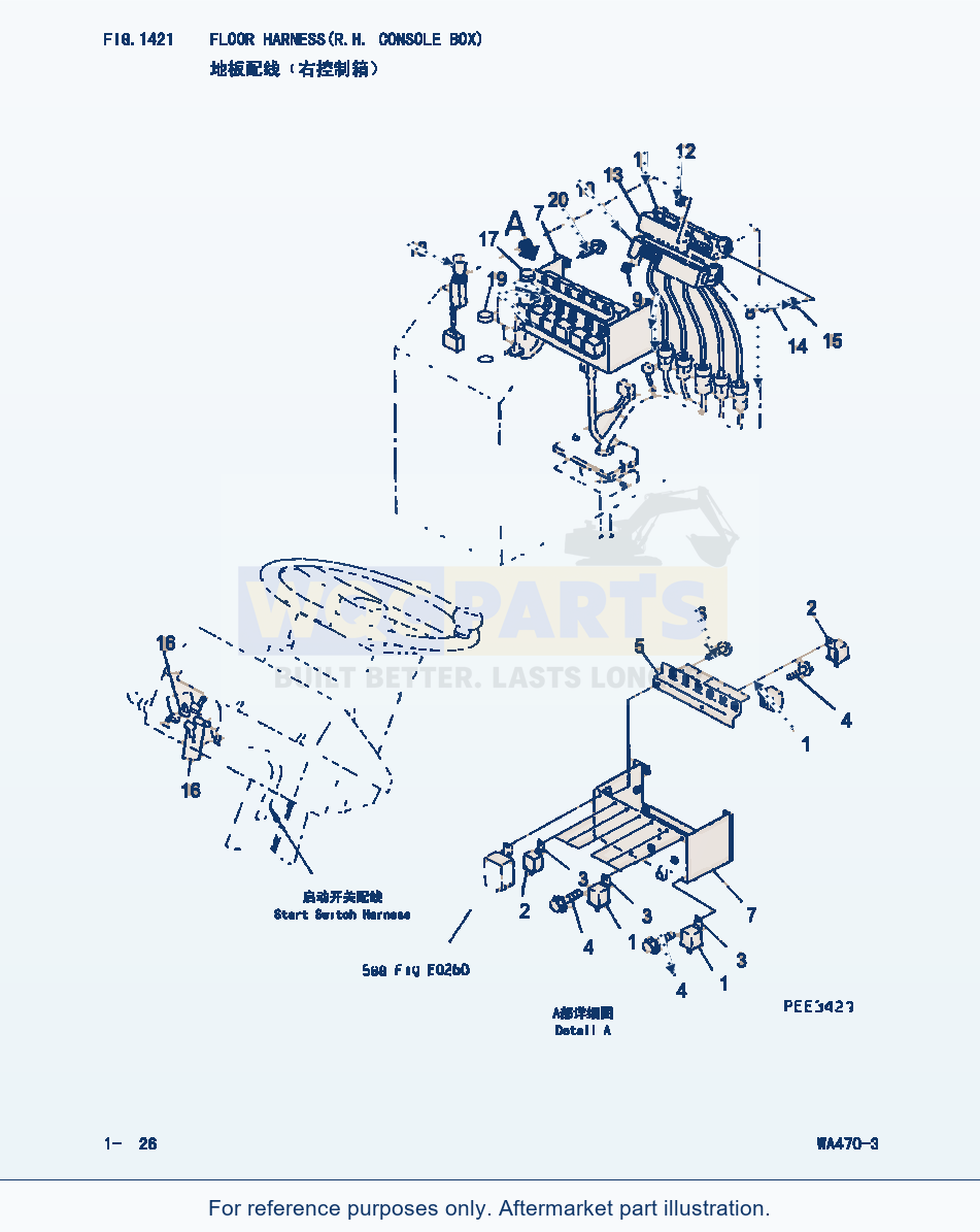 Komatsu WA470-3 Floor Harness(R.H.Console Box) (|000111) parts diagram