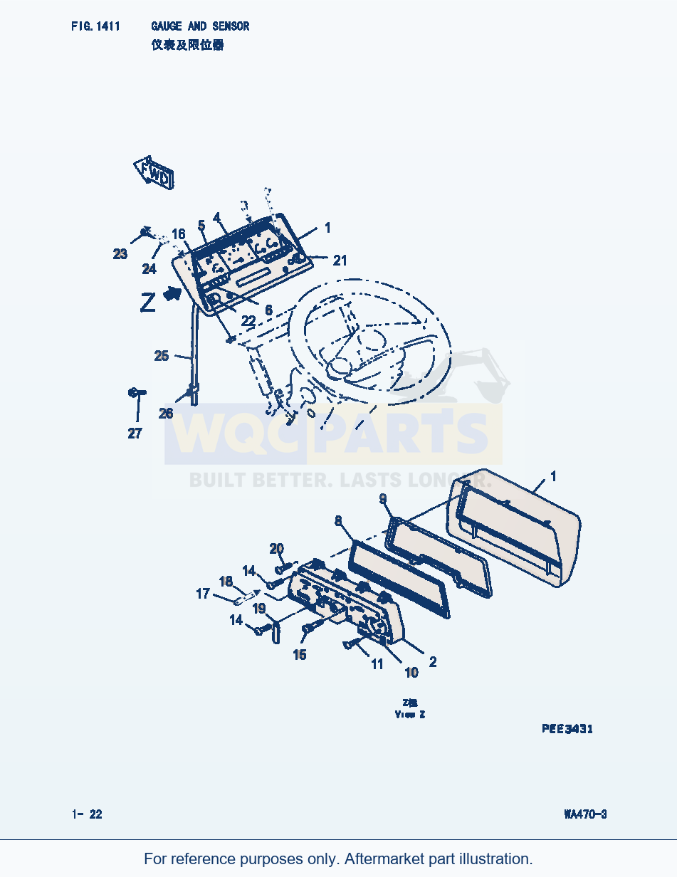 Komatsu WA470-3 Gauge And Sensor (|000109) parts diagram