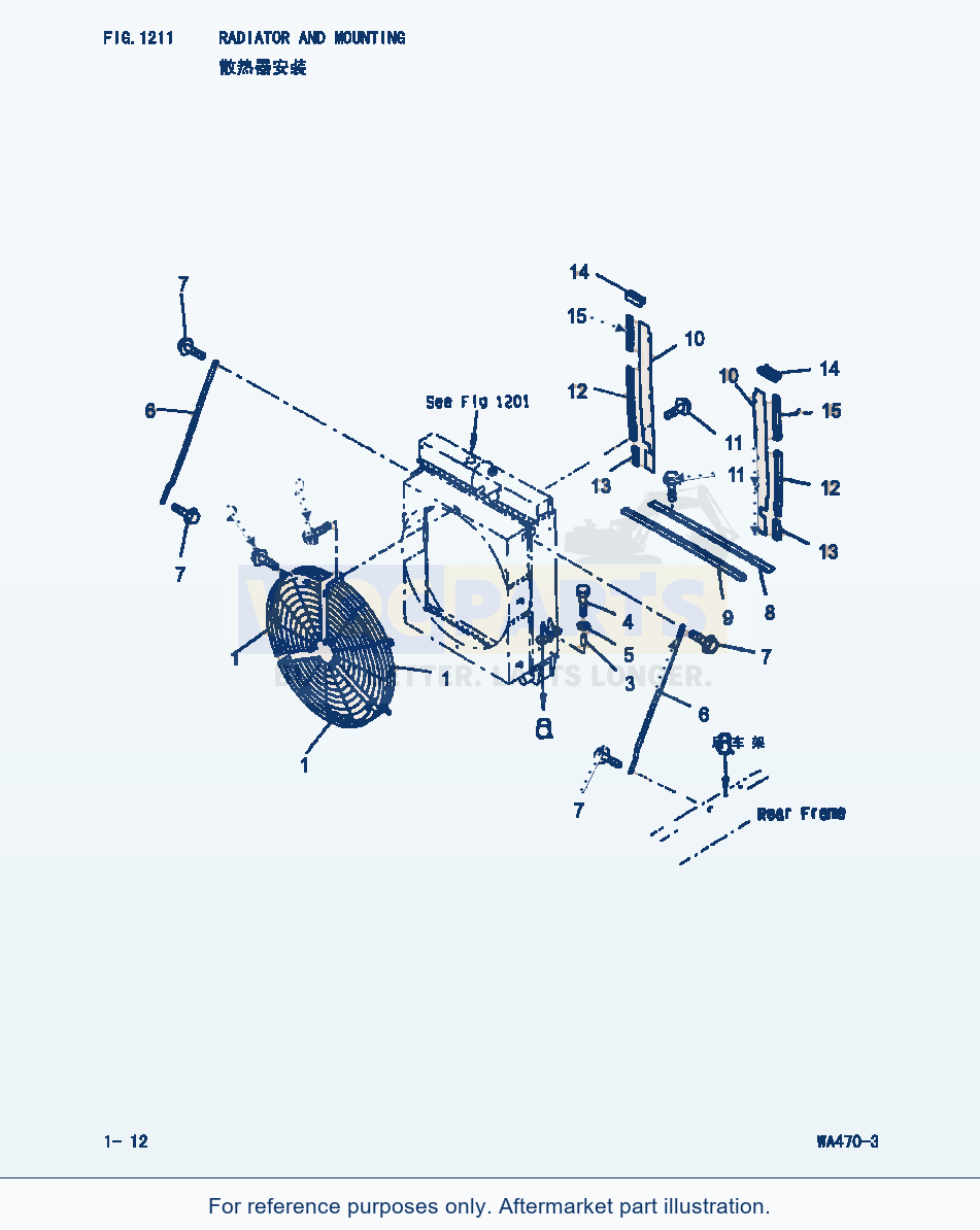 Komatsu WA470-3 Radiator And Mounting (|000103) parts diagram