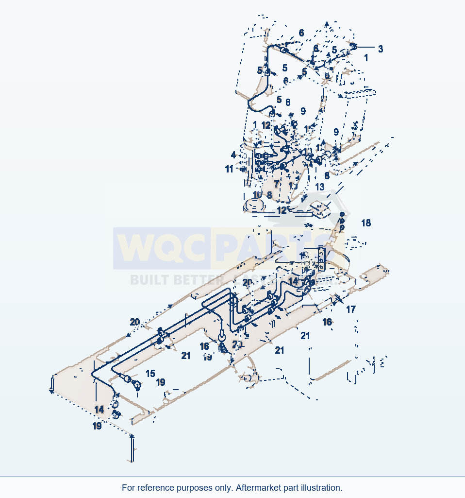 Komatsu WA470-3 Rear Frame, Lubrication Pipe parts diagram