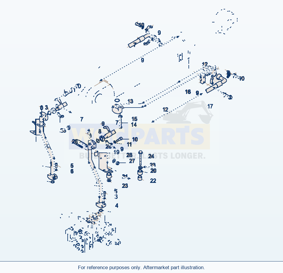 Komatsu WA470-3 Bucket Cylinder And Pipings parts diagram