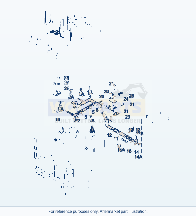 Komatsu WA470-3 Hydraulic System, Pipings parts diagram