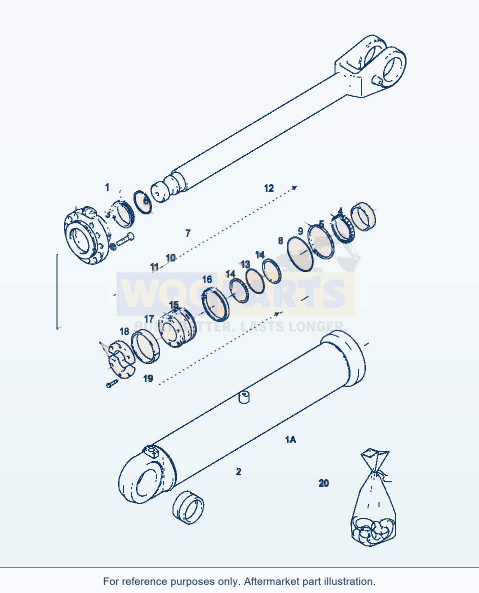 Komatsu WA470-3 Lift Cylinder parts diagram