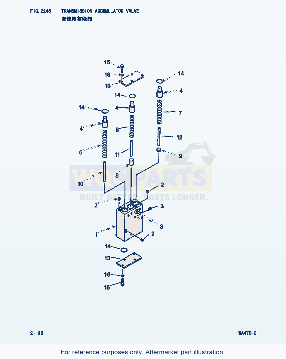 Komatsu WA470-3 Transmission Accumulator Valve (|000148) parts diagram