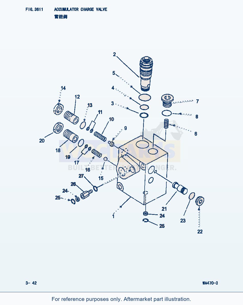 Komatsu WA470-3 Accumulator Charge Valve (|000177) parts diagram