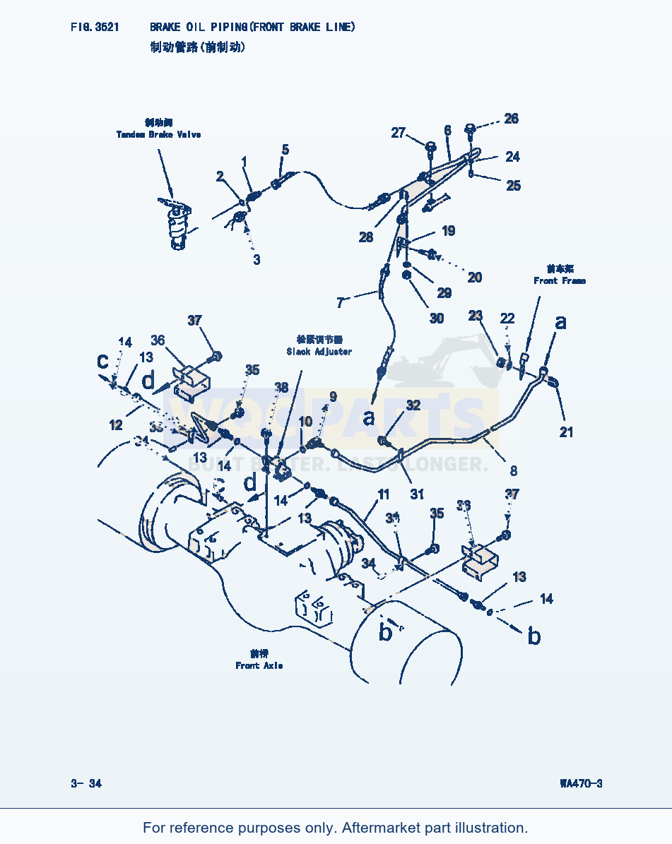 Komatsu WA470-3 Brake Oil Piping(Front Brake Line) (|000173) parts diagram