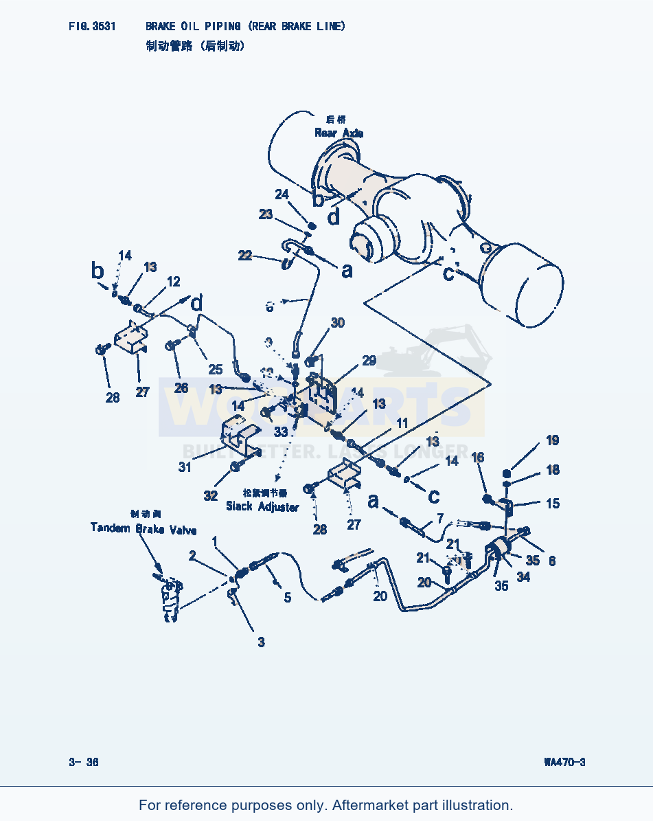 Komatsu WA470-3 Brake Oil Piping(Rear Brake Line) (|000174) parts diagram