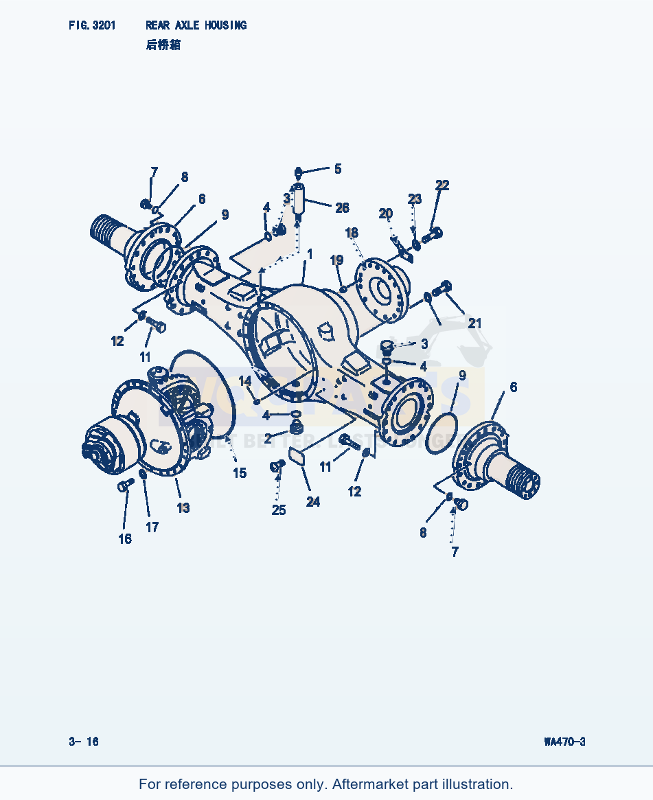 Komatsu WA470-3 Rear Axle Housing (|000164) parts diagram