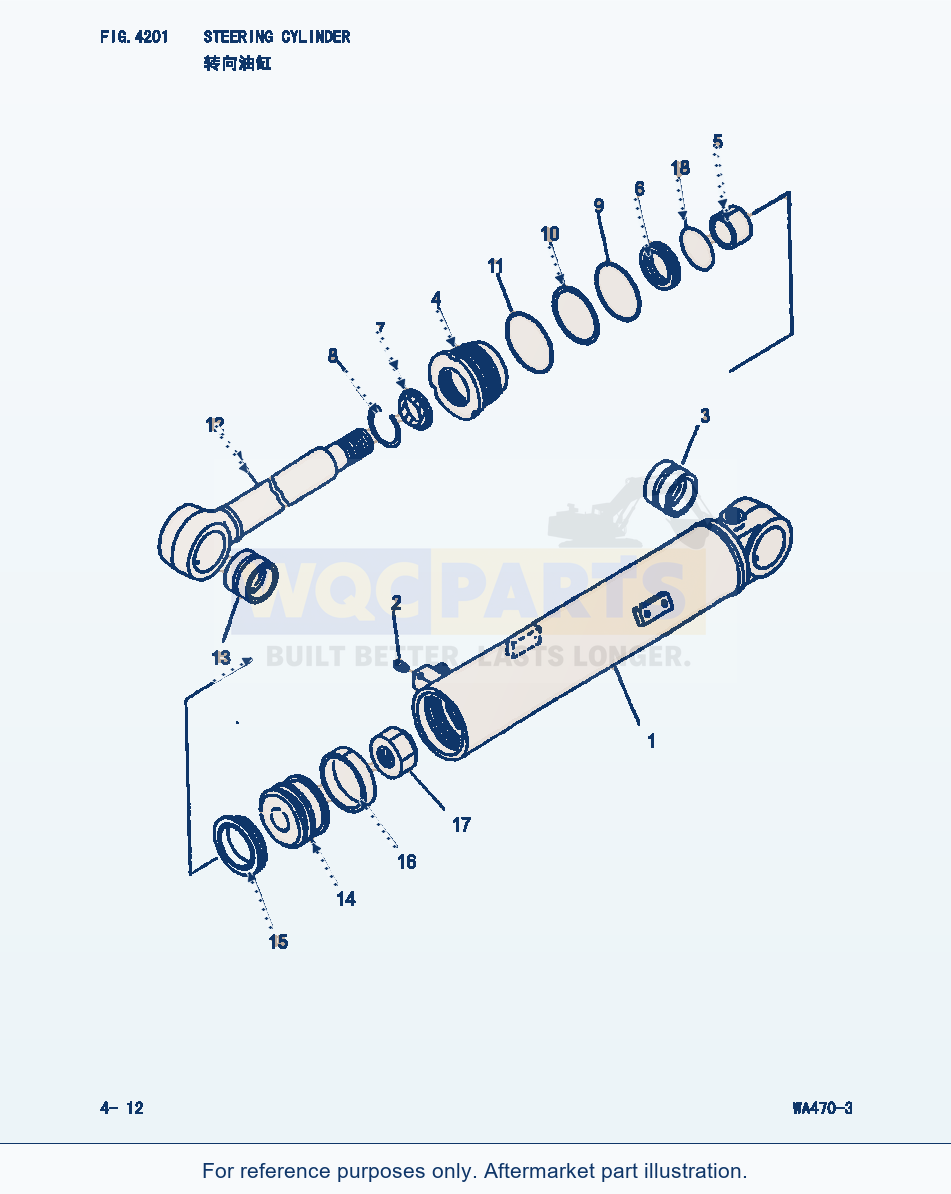 Komatsu WA470-3 Steering Cylinder (|000186) parts diagram