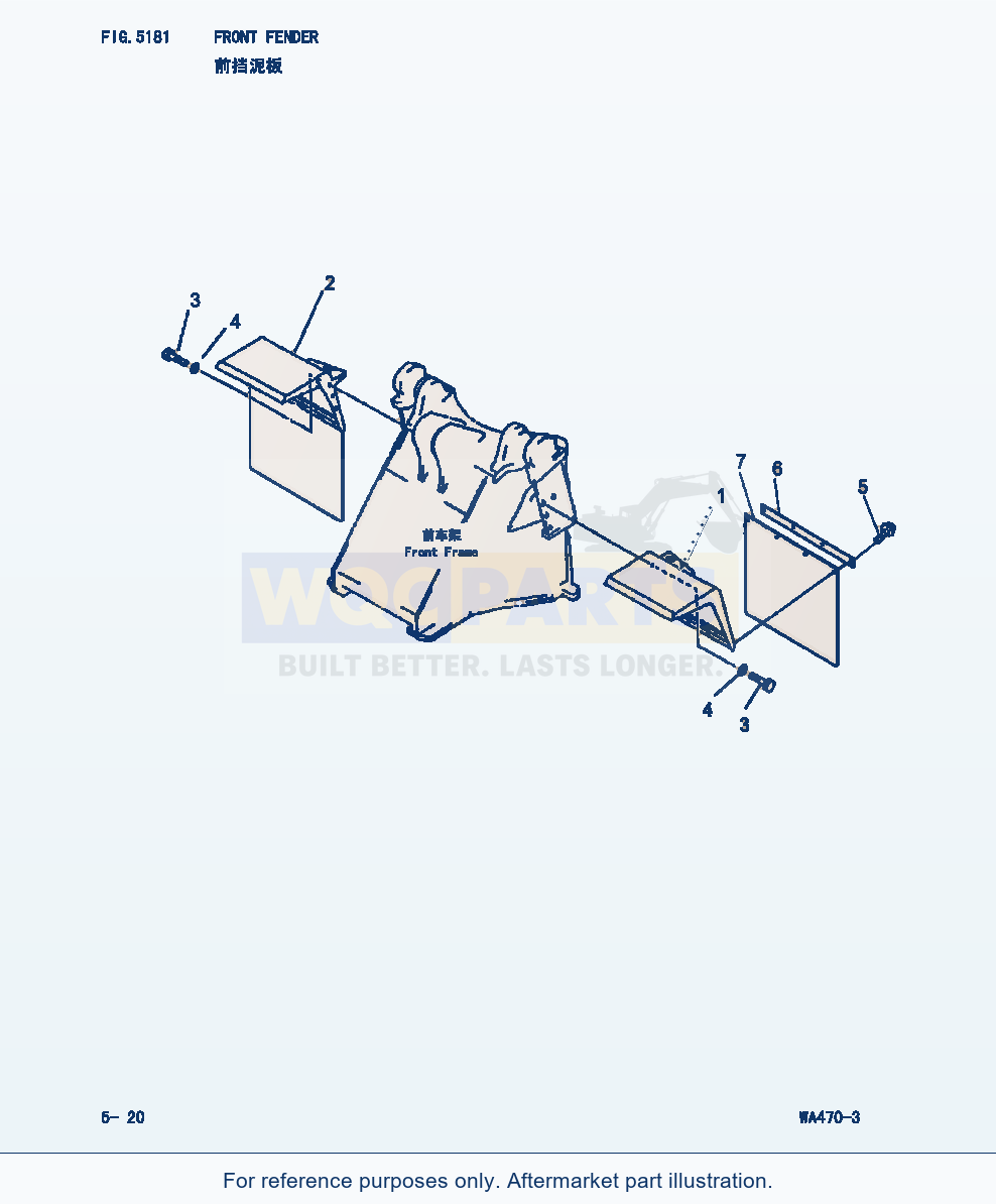 Komatsu WA470-3 Front Fender (|000211) parts diagram