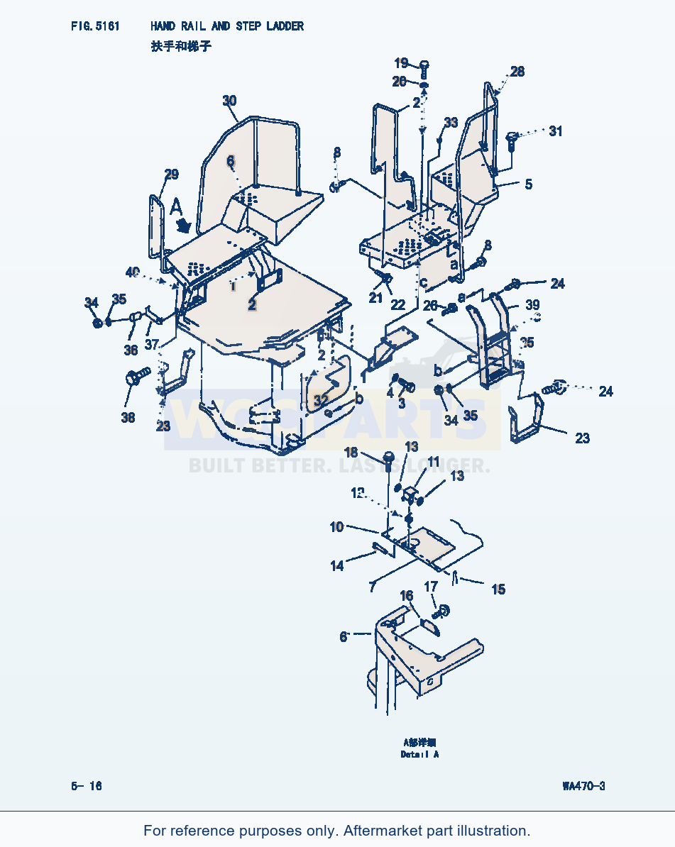 Komatsu WA470-3 Hand Rail And Step Ladder (|000208) parts diagram