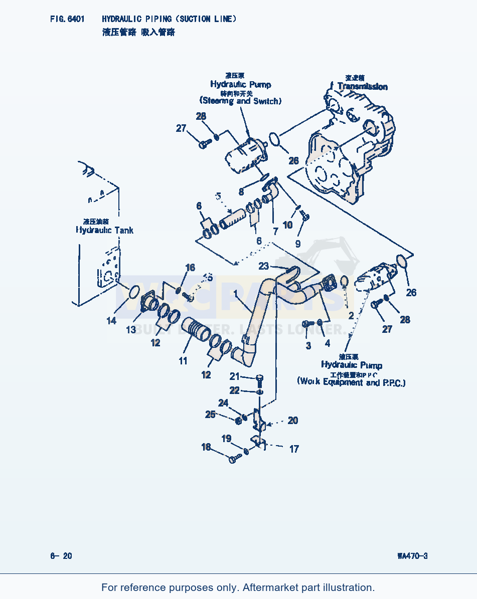 Komatsu WA470-3 Hydraulic Piping(Suction Line) (|000268) parts diagram
