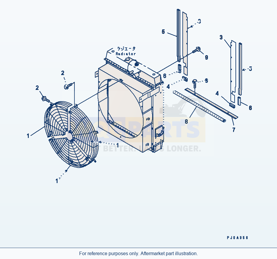 Komatsu WA470-3 Radiator Fan Guard Seal parts diagram