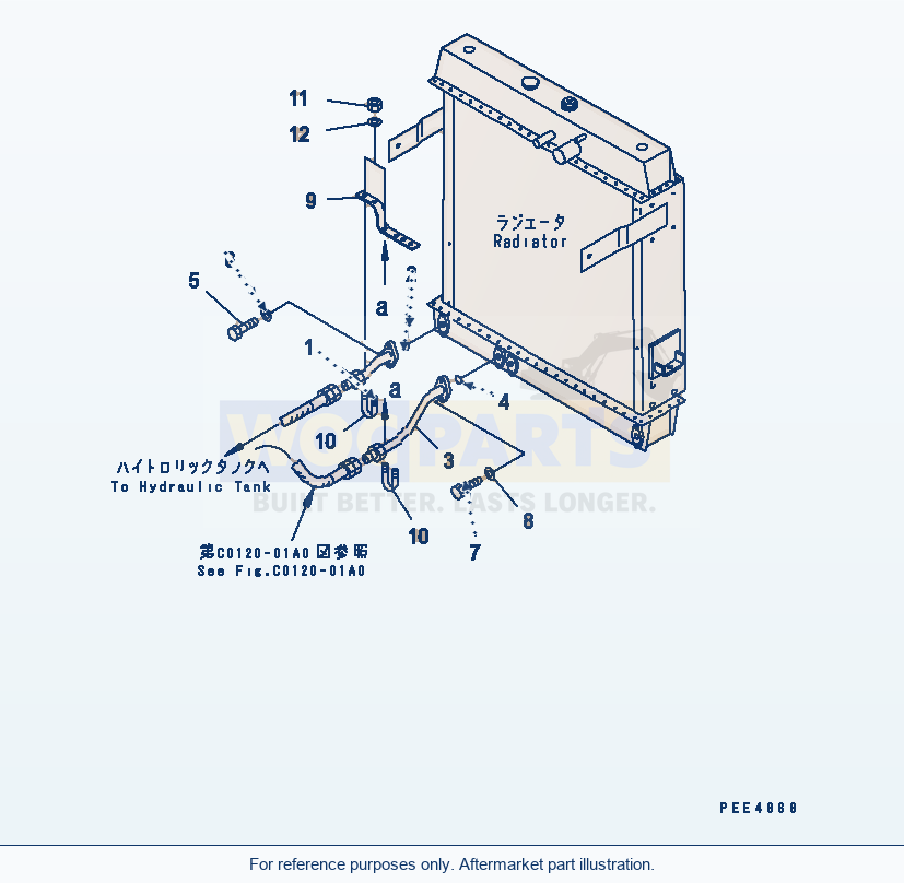 Komatsu WA470-3 Radiator (Steering Oil Cooler Line) parts diagram