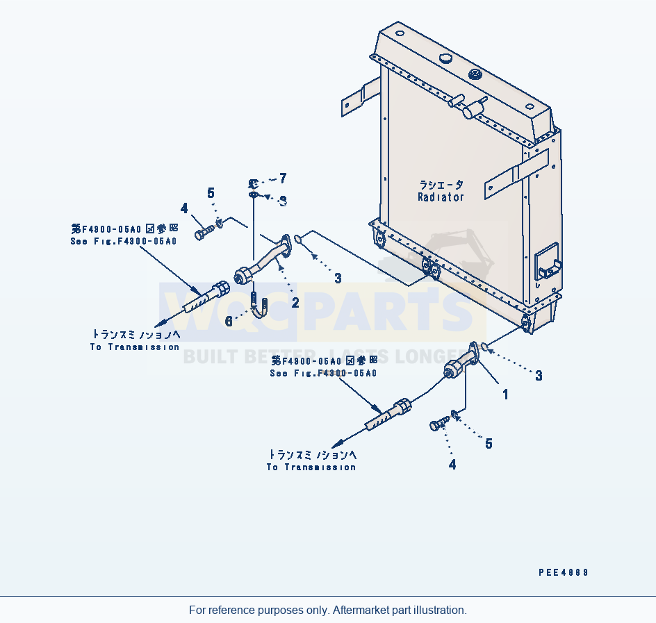 Komatsu WA470-3 Radiator (Transmission Oil Cooler Line) parts diagram