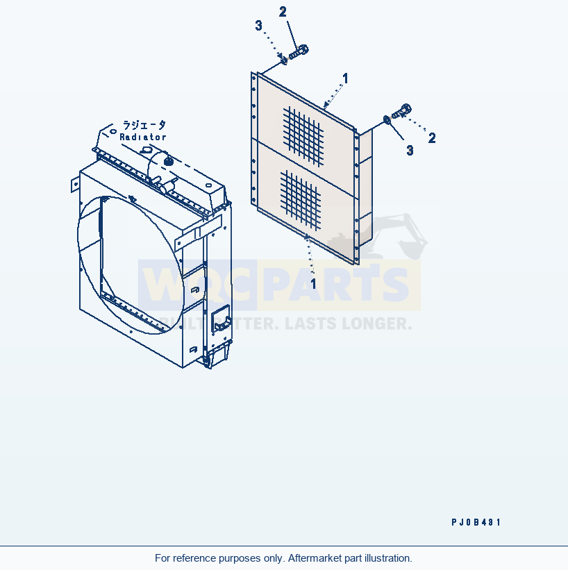 Komatsu WA470-3 Radiator (With Sandy Dusty Protection Grid) parts diagram