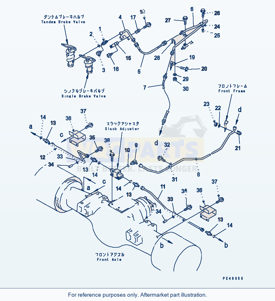 Komatsu WA470-3 Brake Oil Piping (Front Brake Line)(#50001-) parts diagram