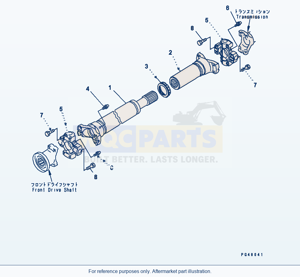 Komatsu WA470-3 Drive Shaft (Center)(#50001-) parts diagram