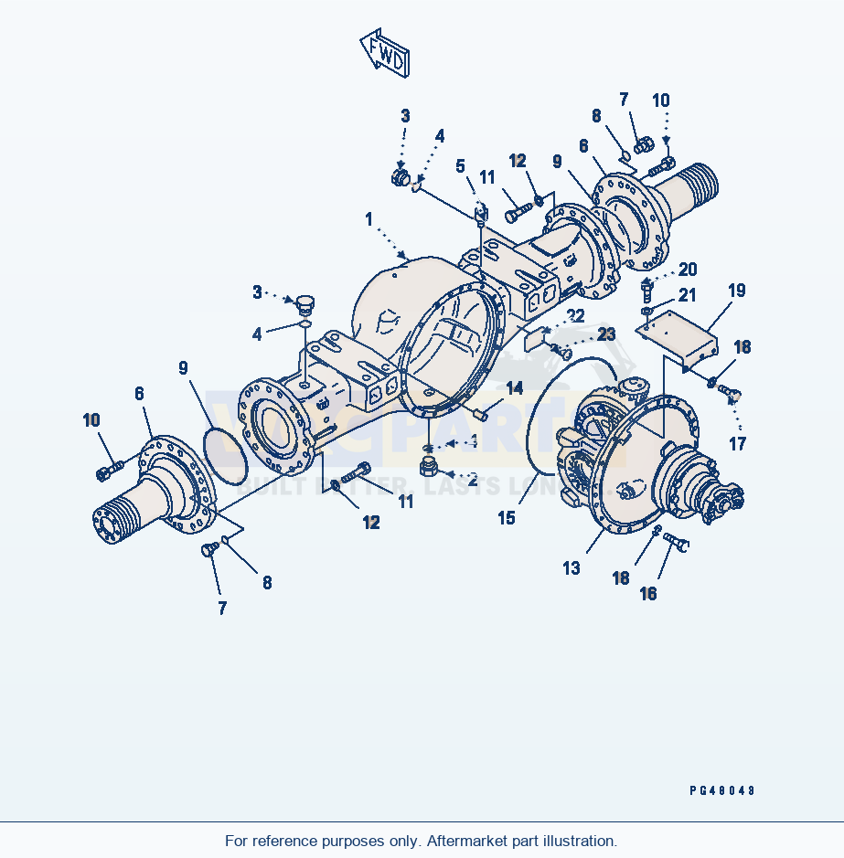 Komatsu WA470-3 Front Axle Housing(#50001-) parts diagram
