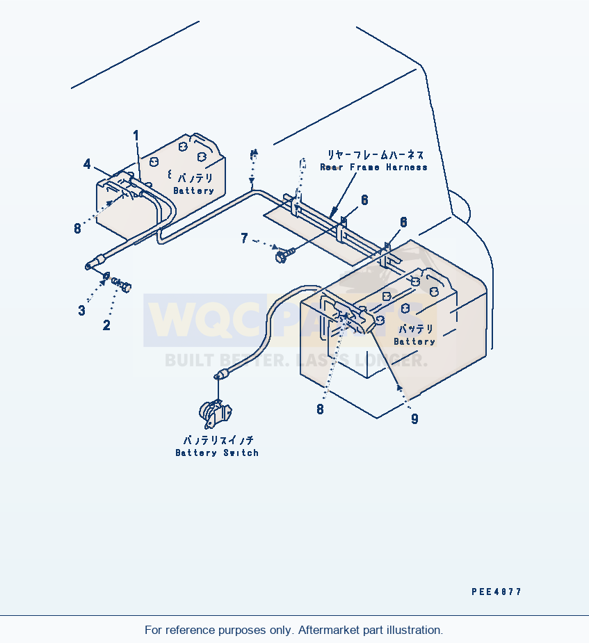 Komatsu WA470-3 Battery Box (Electrical Battery Line) parts diagram