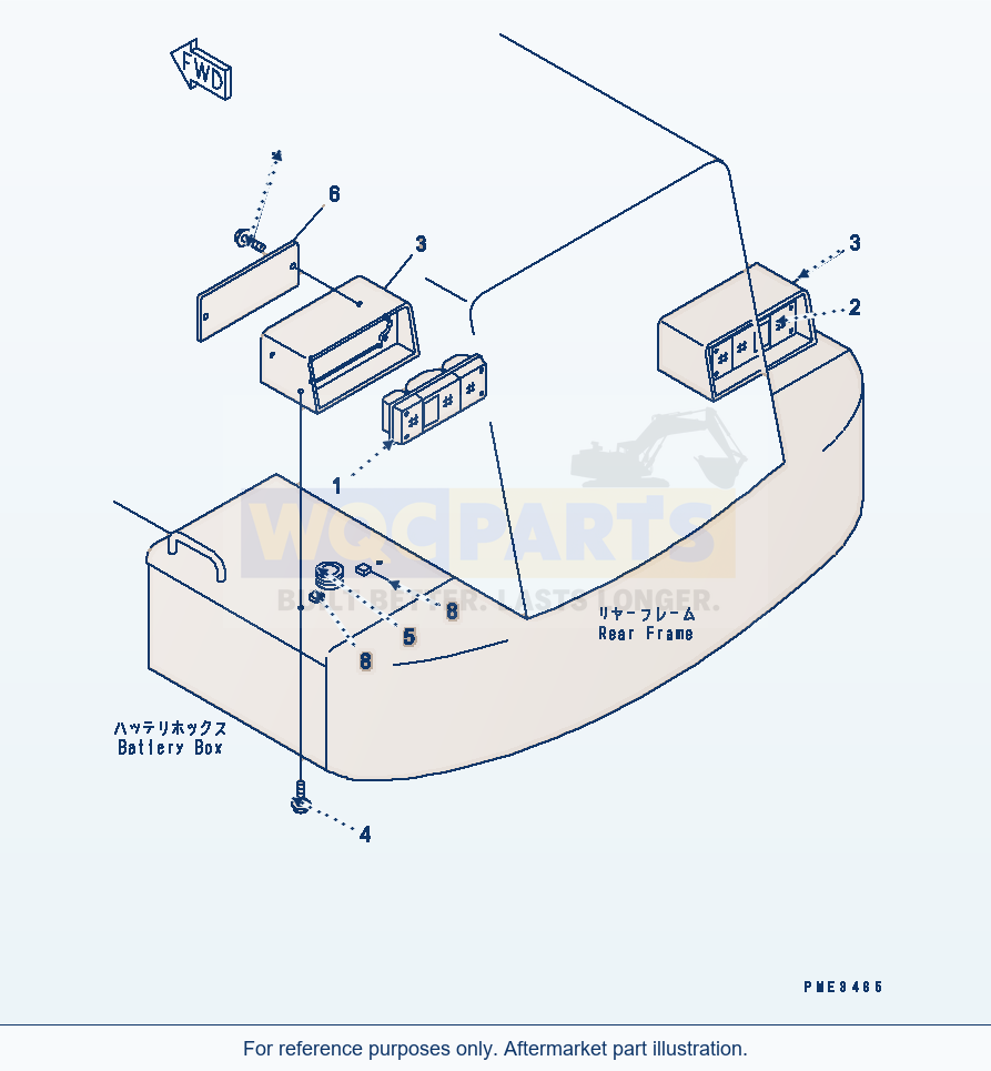 Komatsu WA470-3 Battery Box (Rear Combination Lamp) parts diagram