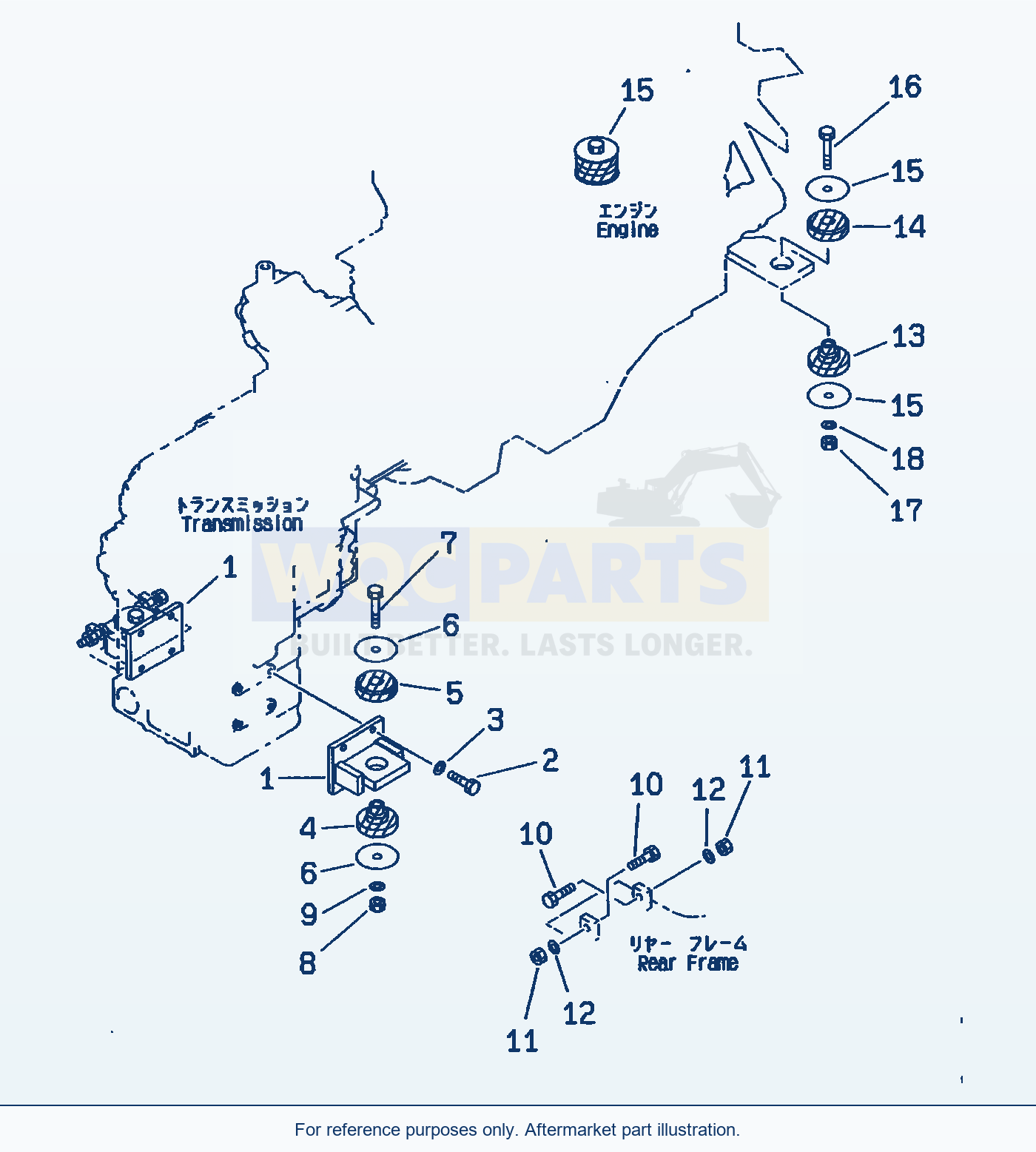 Komatsu WA470-3 Engine Mounting Parts(#50001-) parts diagram
