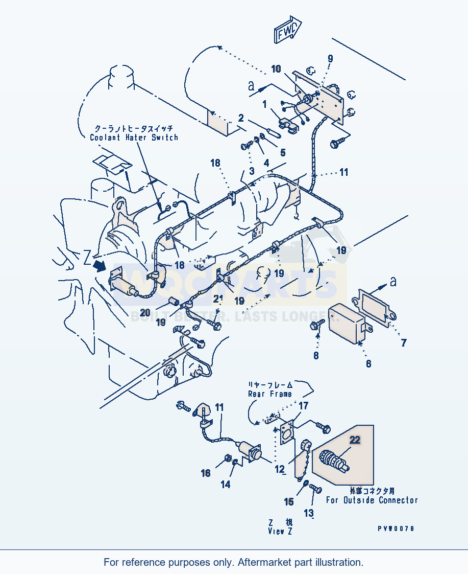 Komatsu WA470-3 Engine (Engine Oil Heater Line) parts diagram