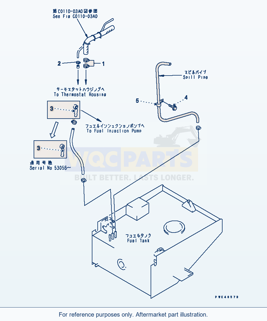 Komatsu WA470-3 Engine (Hose Parts) parts diagram