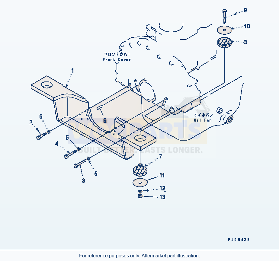 Komatsu WA470-3 Engine Mounting parts diagram