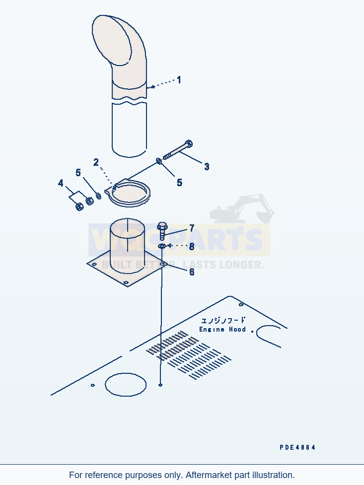 Komatsu WA470-3 Exhaust Pipe(#53001-53999) parts diagram