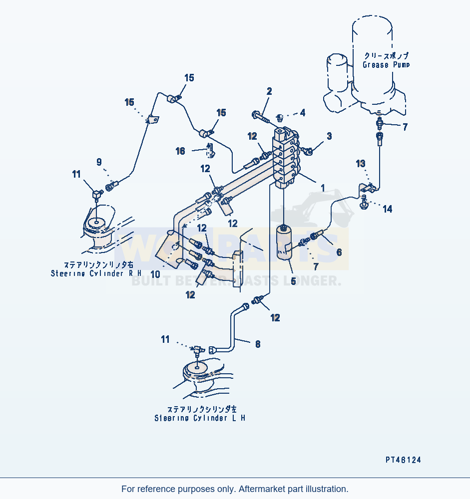 Komatsu WA470-3 Auto Grease System (Rear Frame Line)(#50001-) parts diagram