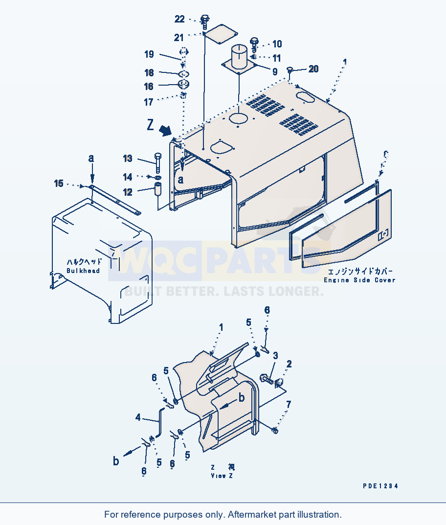 Komatsu WA470-3 Engine Hood(#50001-) parts diagram