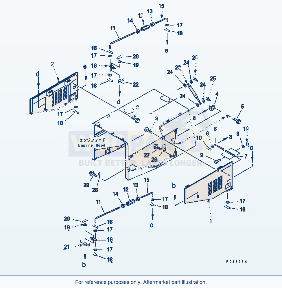 Komatsu WA470-3 Engine Side Cover(#50001-) parts diagram
