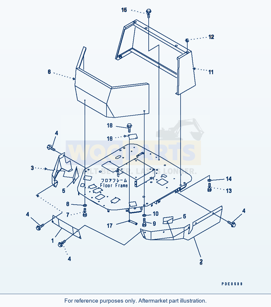 Komatsu WA470-3 Floor Cover And Guard (Without Cab)(#50001-) parts diagram