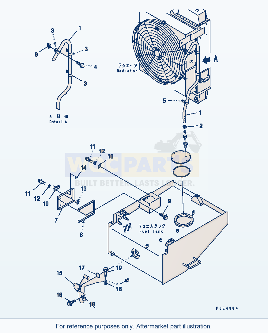 Komatsu WA470-3 Fuel Tank (Cover And Breather Hose Piping) parts diagram