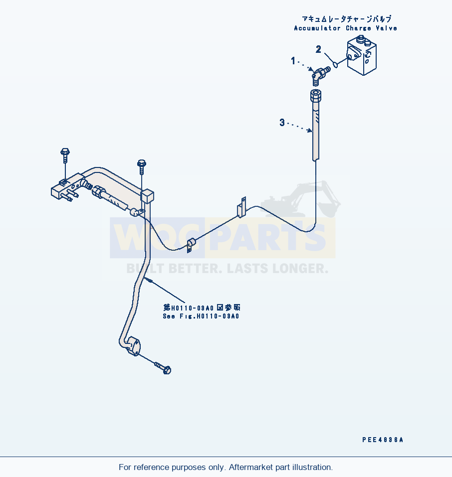Komatsu WA470-3 Bulkhead (Accumulator Charge Valve Drain Line) parts diagram