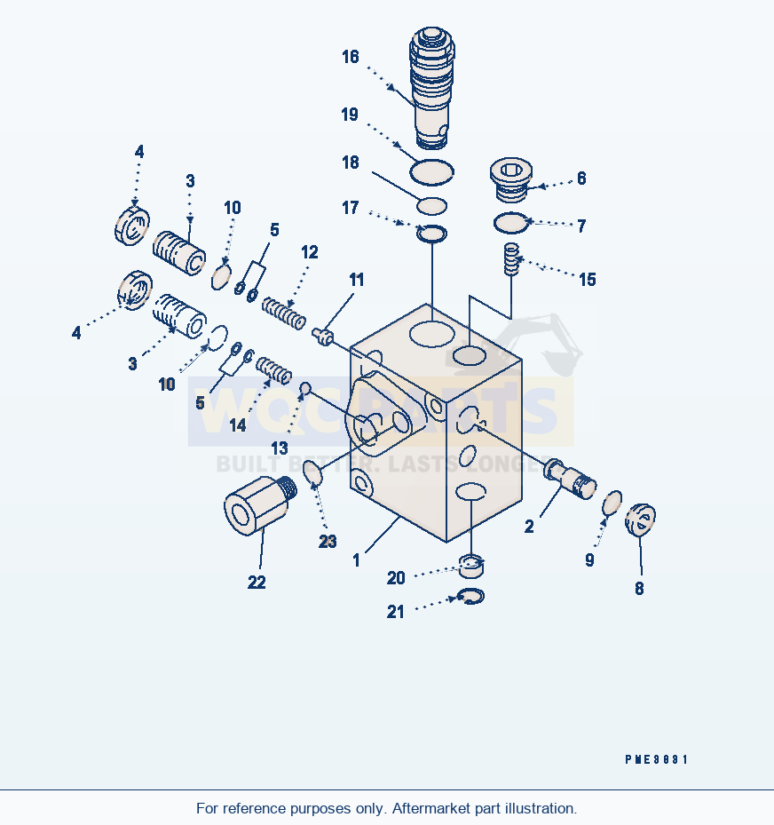 Komatsu WA470-3 Bulkhead (Accumulator Charge Valve) parts diagram