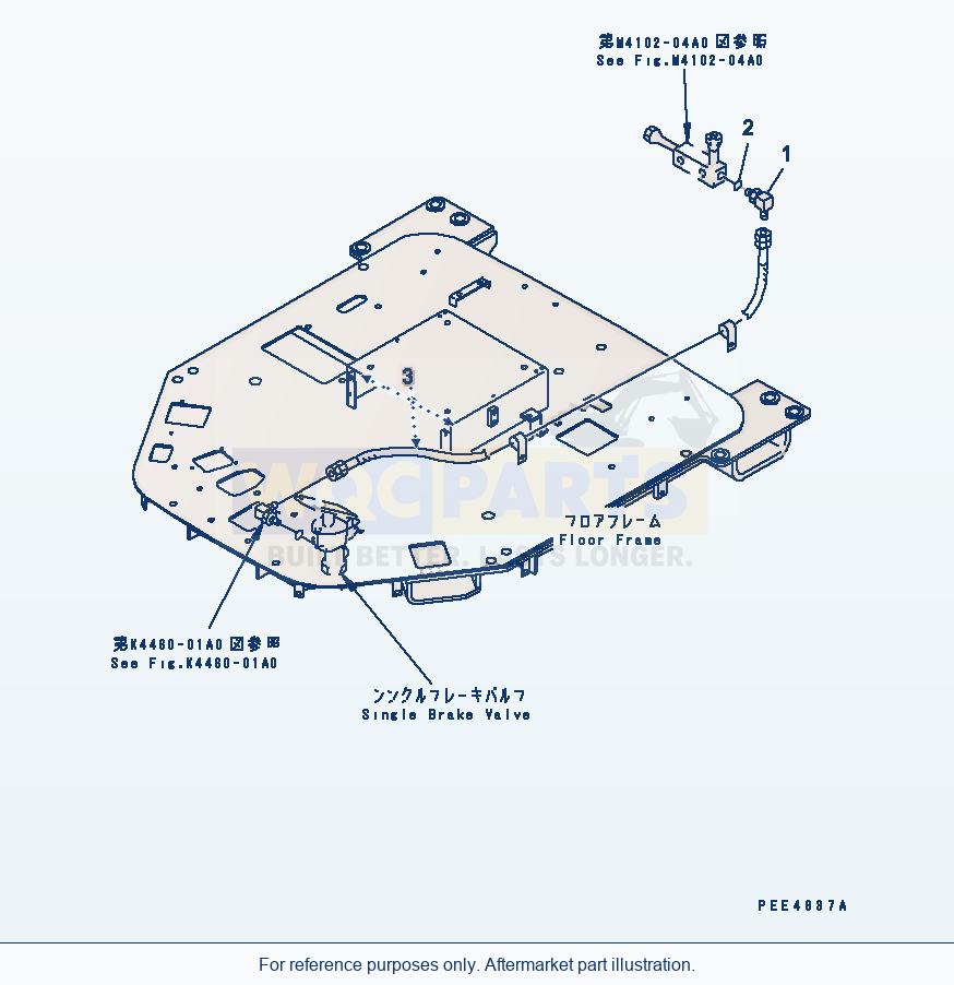 Komatsu WA470-3 Bulkhead (Accumulator To Single Brake Valve) parts diagram