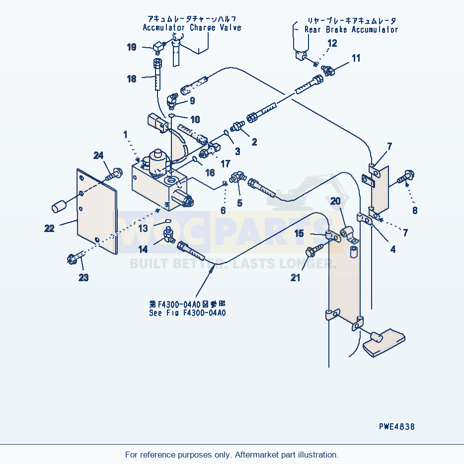 Komatsu WA470-3 Bulkhead (Emergency Parking Brake Release Line) parts diagram