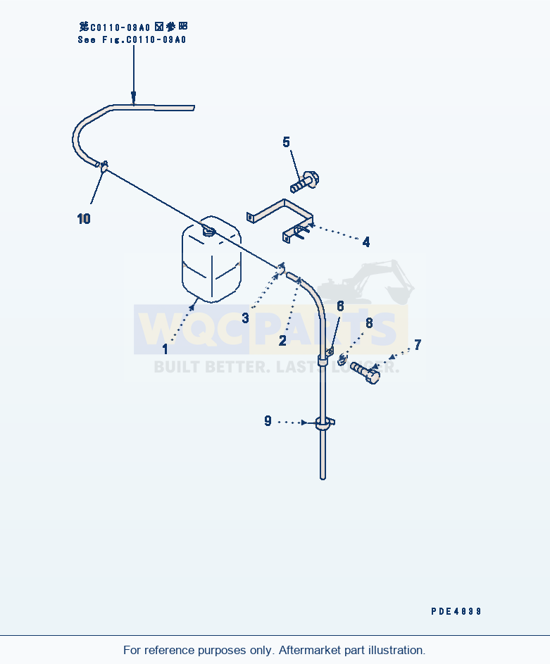 Komatsu WA470-3 Bulkhead (Radiator Reserve Tank) parts diagram