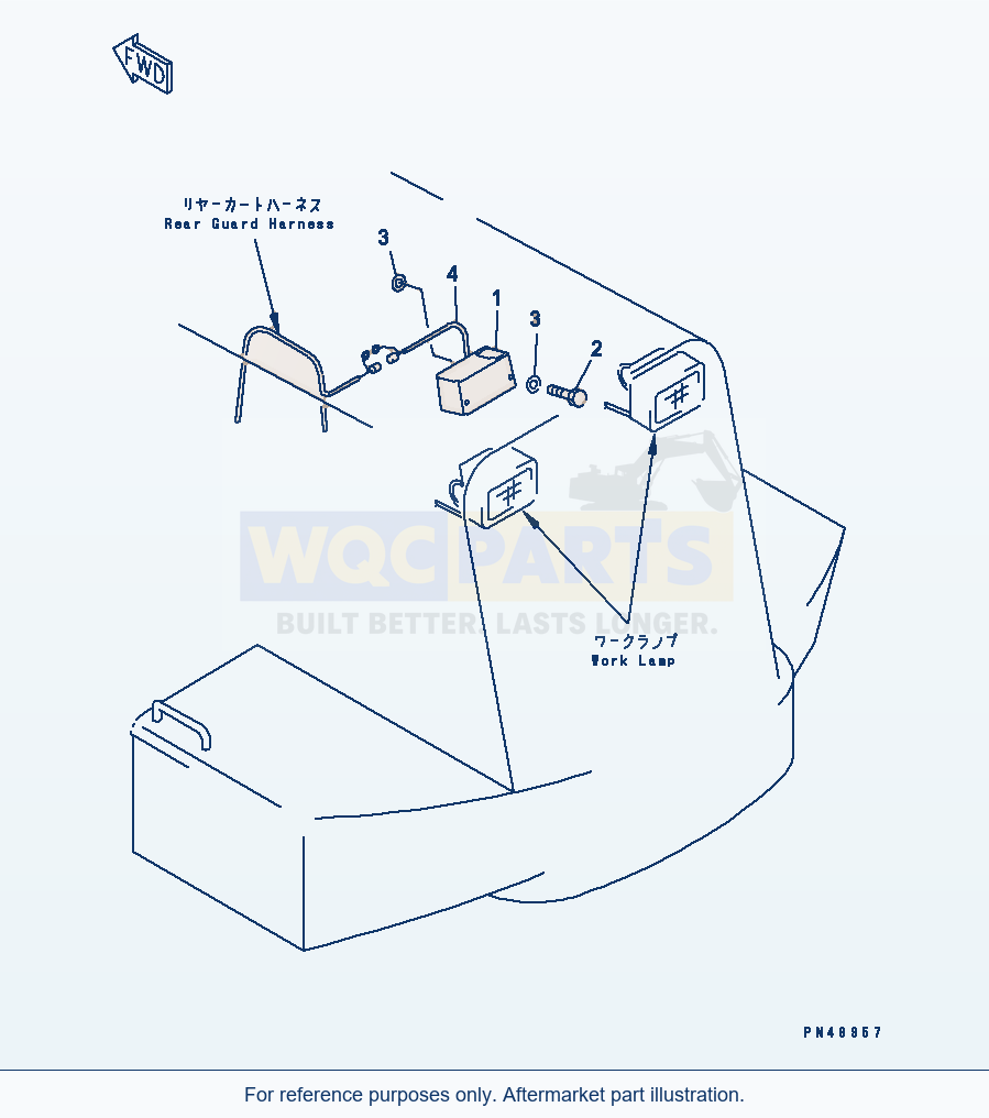 Komatsu WA470-3 Hood (Back-Up Buzzer) parts diagram