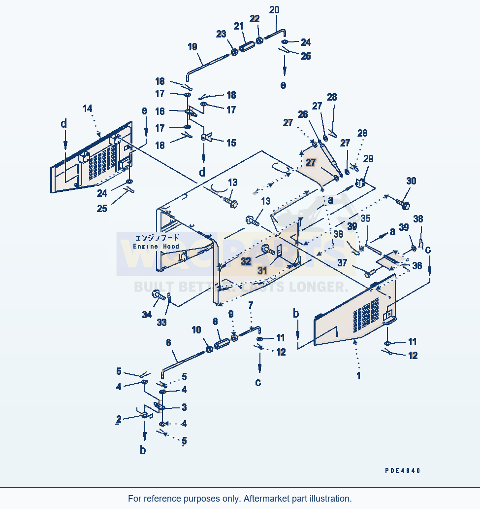 Komatsu WA470-3 Hood Door(#53001-53999) parts diagram