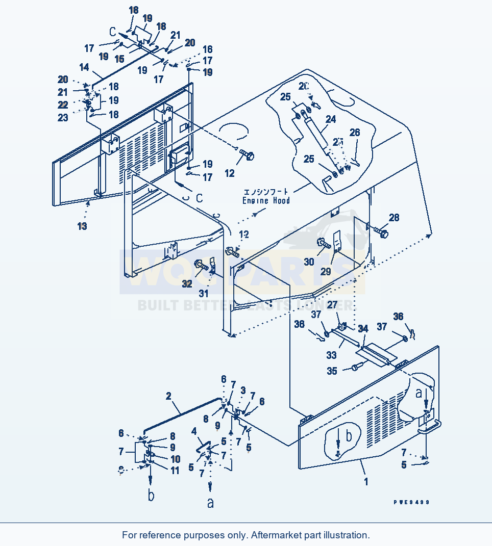 Komatsu WA470-3 Hood Door(#54001-) parts diagram