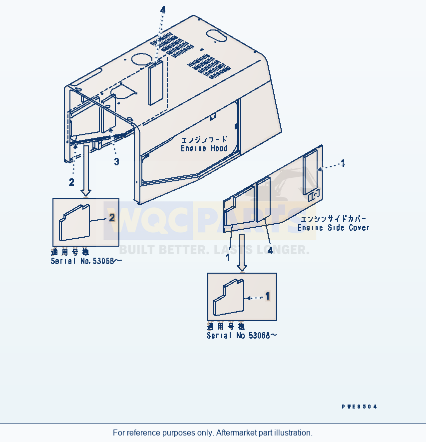 Komatsu WA470-3 Hood Door (Sheet)(#53001-53999) parts diagram