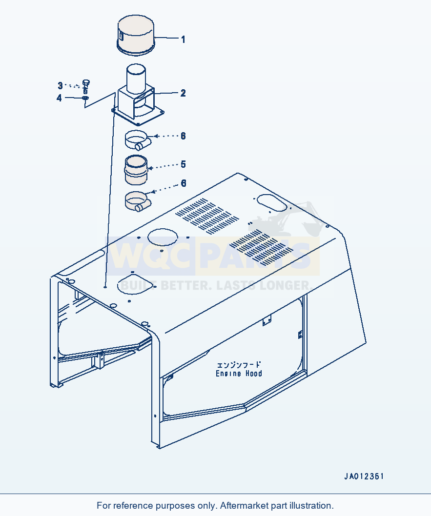 Komatsu WA470-3 Hood (Pre-Cleaner) parts diagram