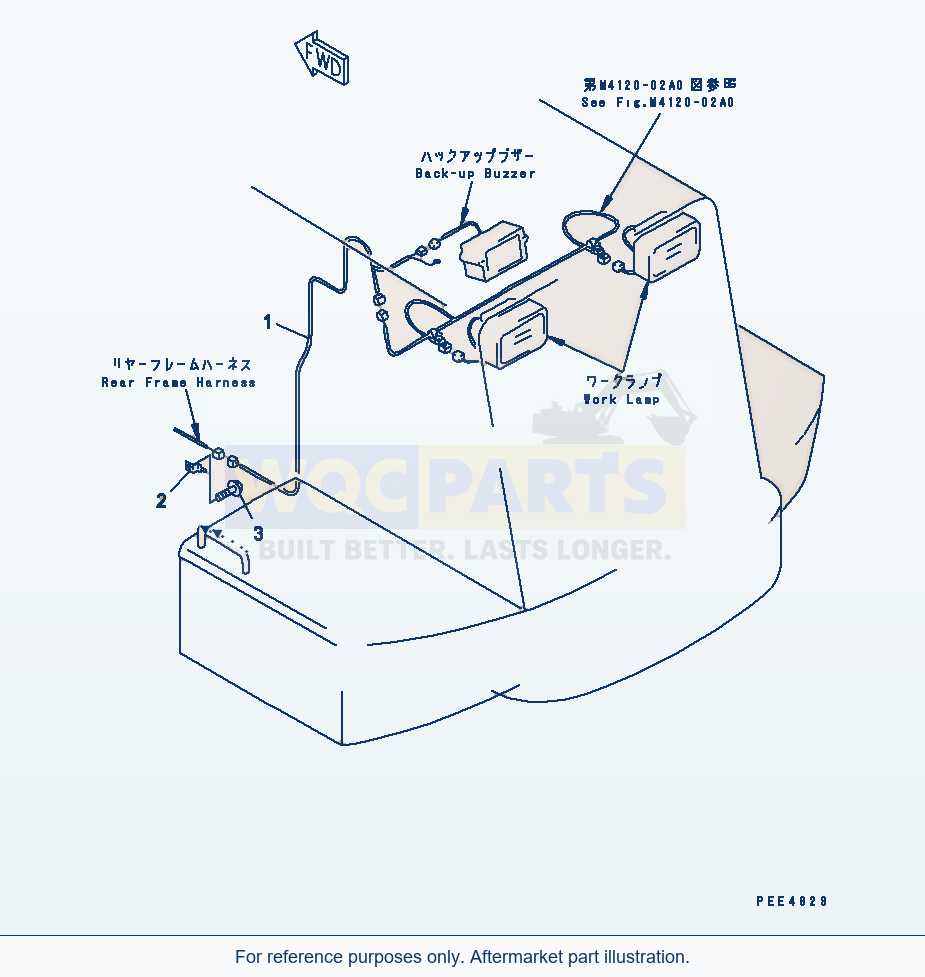 Komatsu WA470-3 Hood (Rear Guard Harness) parts diagram