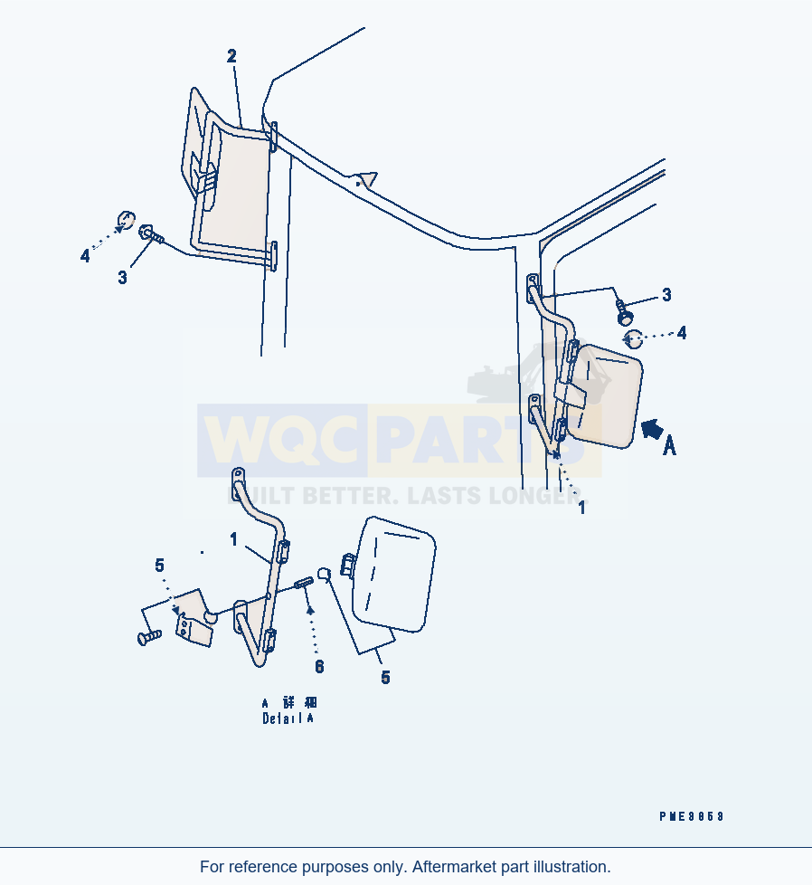 Komatsu WA470-3 Mirror parts diagram