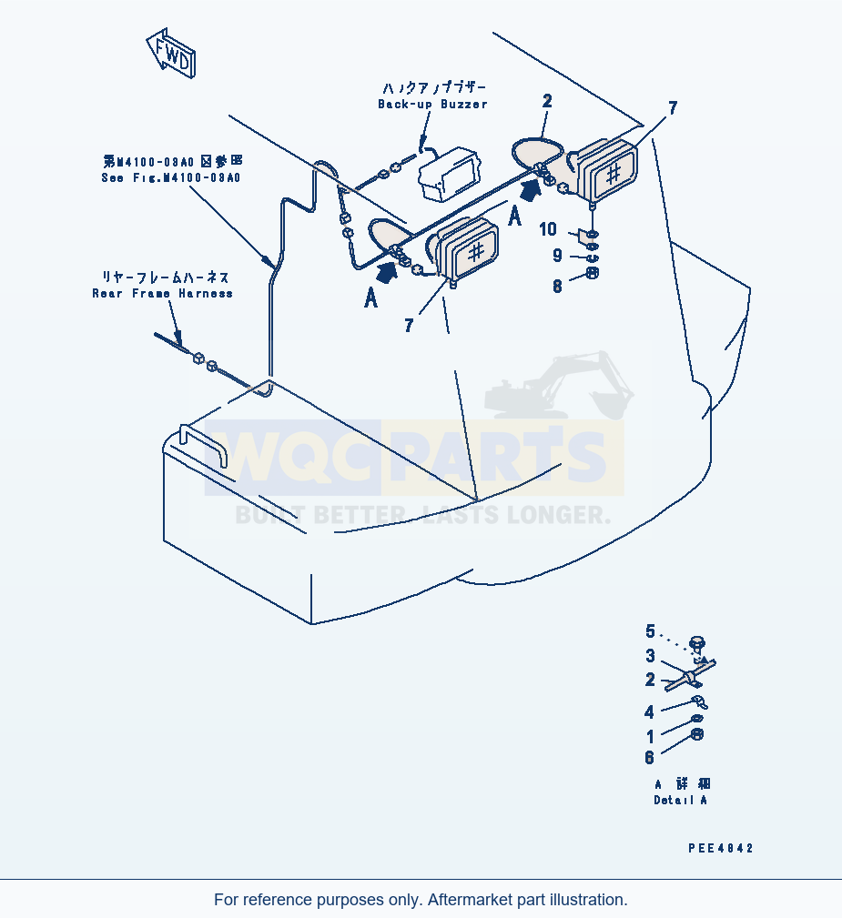 Komatsu WA470-3 Radiator Guard (Rear Work Lamp And Harness) parts diagram