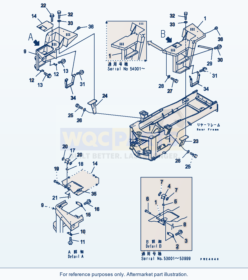 Komatsu WA470-3 Rear Fender And Ladder parts diagram